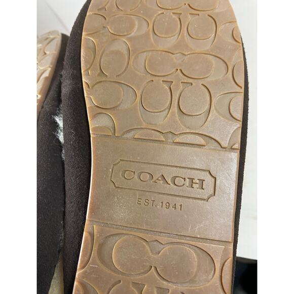 Coach Arleen Moccasins Shearling Fur Brown Slippers 9W NEW - Picture 11 of 11